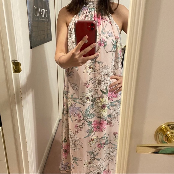 Pink Chiffon Floral Dress - Picture 2 of 4